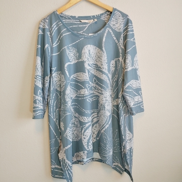 Soft Surroundings Comfy Floral Knit Valerie Tunic Top Sz M - Picture 1 of 10